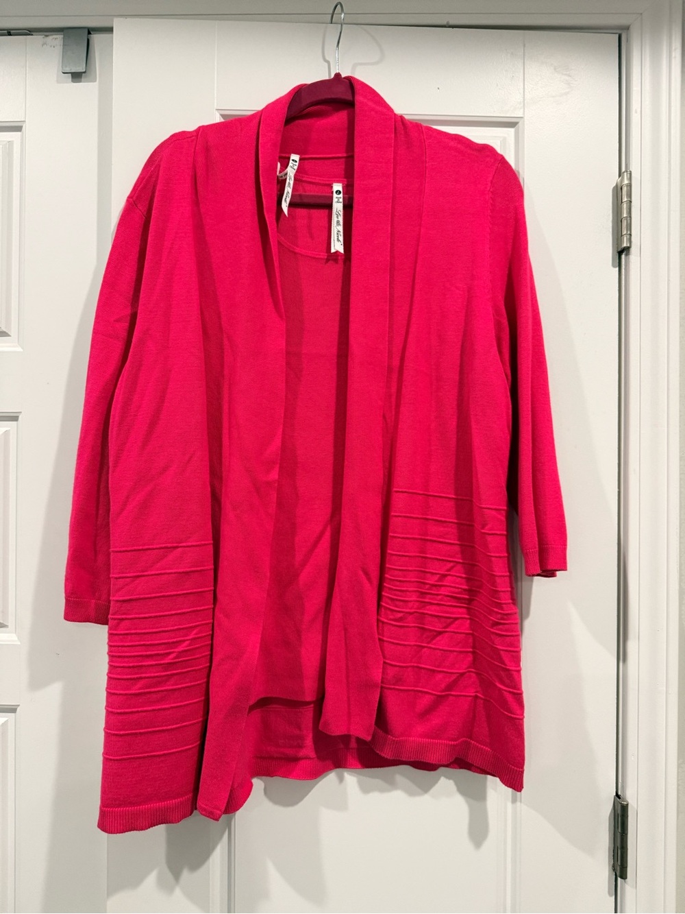 Leo & Nicole Bright Hot Pink Open-Front Cardigan
